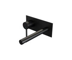 Brauer Black Carving inbouw wastafelmengkraan A2 met rechte uitloop en afdekplaat mat zwart