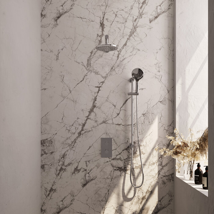 Brauer Chrome Edition thermostatische regendouche set 43 met 20 cm douchekop en 3-standen handdouche