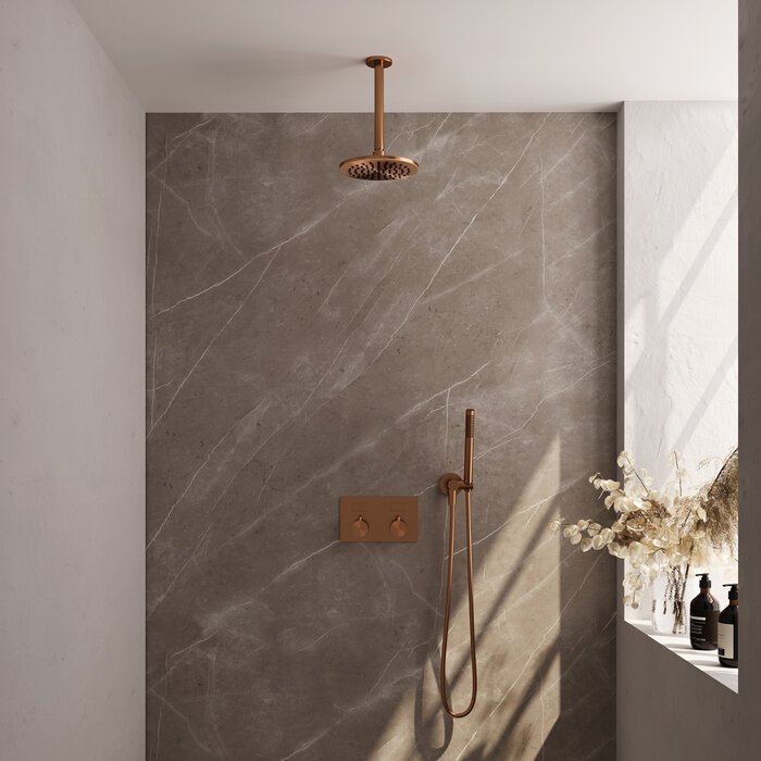 Brauer Koperen inbouw thermostatische regendouche set PVD geborsteld