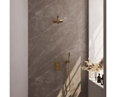 Brauer Gouden thermostatische regendouche set met 3-weg omstelling en handdouche