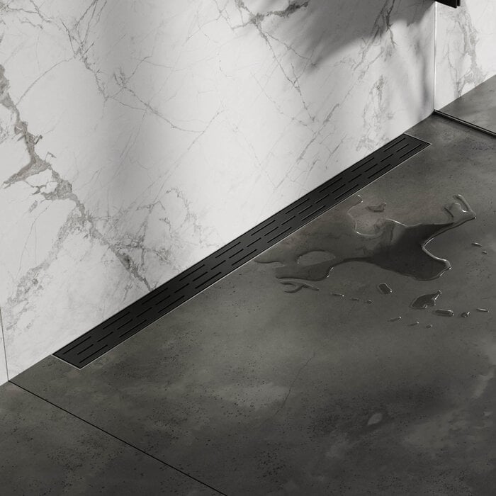 Brauer Douchegoot met rooster en flens voor wandmontage 7 x 90 zwart