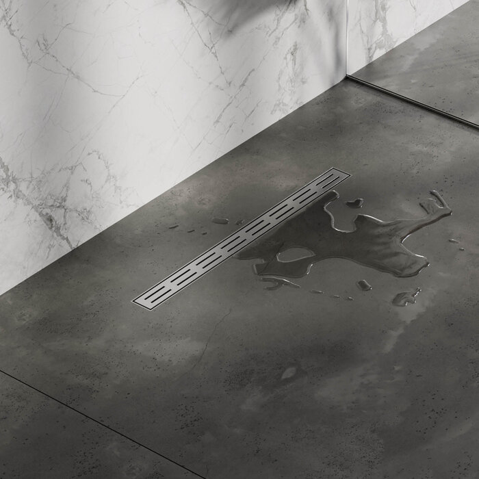 Brauer Douchegoot Small met standaard rooster en flens 5 x 60 RVS geborsteld