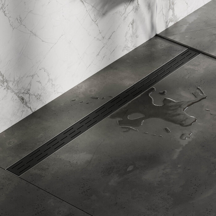 Brauer Douchegoot met standaard rooster en flens 7 x 120 zwart
