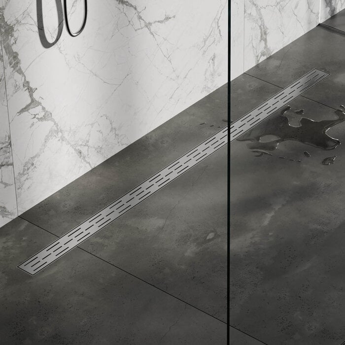 Brauer Douchegoot met standaard rooster en flens 7 x 160 RVS geborsteld