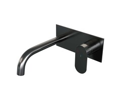 Brauer BRAUER Gunmetal Edition inbouw wastafelmengkraan met gebogen uitloop en afdekplaat model C1 gunmetal geborsteld PVD