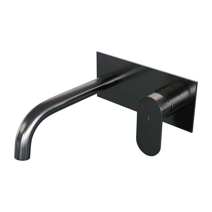 Brauer BRAUER Gunmetal Edition inbouw wastafelmengkraan met gebogen uitloop en afdekplaat model C1 gunmetal geborsteld PVD