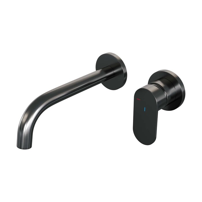 Brauer Gunmetal Edition inbouw wastafelmengkraan met gebogen uitloop en rozetten, model C1 gunmetal geborsteld PVD