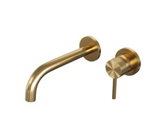 Brauer Gold Carving inbouw wastafelmengkraan met gebogen uitloop en rozetten, model A1 - goud geborsteld PVD