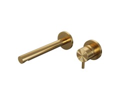 Brauer Gold Edition inbouw wastafelmengkraan met rechte uitloop en rozetten - model B1 - goud geborsteld PVD