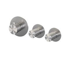 Brauer Brushed Carving inbouwthermostaat met 2 stopkranen en RVS afbouwdelen