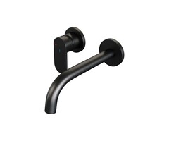 Brauer Inbouw wastafelmengkraan met gebogen uitloop en rozetten, mat zwart, model C2