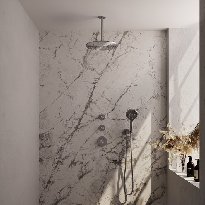 Brauer Brushed PVD Stainless Steel Thermostatic Shower Set with 30 cm Rain Shower Head