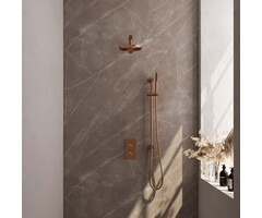 Brauer Copper Edition thermostatische inbouw regendouche set met 3-weg omstelling, koper geborsteld PVD