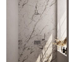 Brauer Thermostatische inbouw regendouche met drukknoppen SET 51 - 20 cm hoofddouche, gebogen muurarm, staaf handdouche, doucheslang en wandaansluitbocht RVS geborsteld PVD