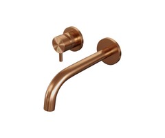 Brauer Koperen inbouw wastafelmengkraan met gebogen uitloop (model B2) koper geborsteld PVD