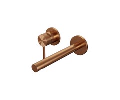 Brauer Koperen inbouw wastafelmengkraan met rechte uitloop, rozetten model A2 - koper geborsteld PVD