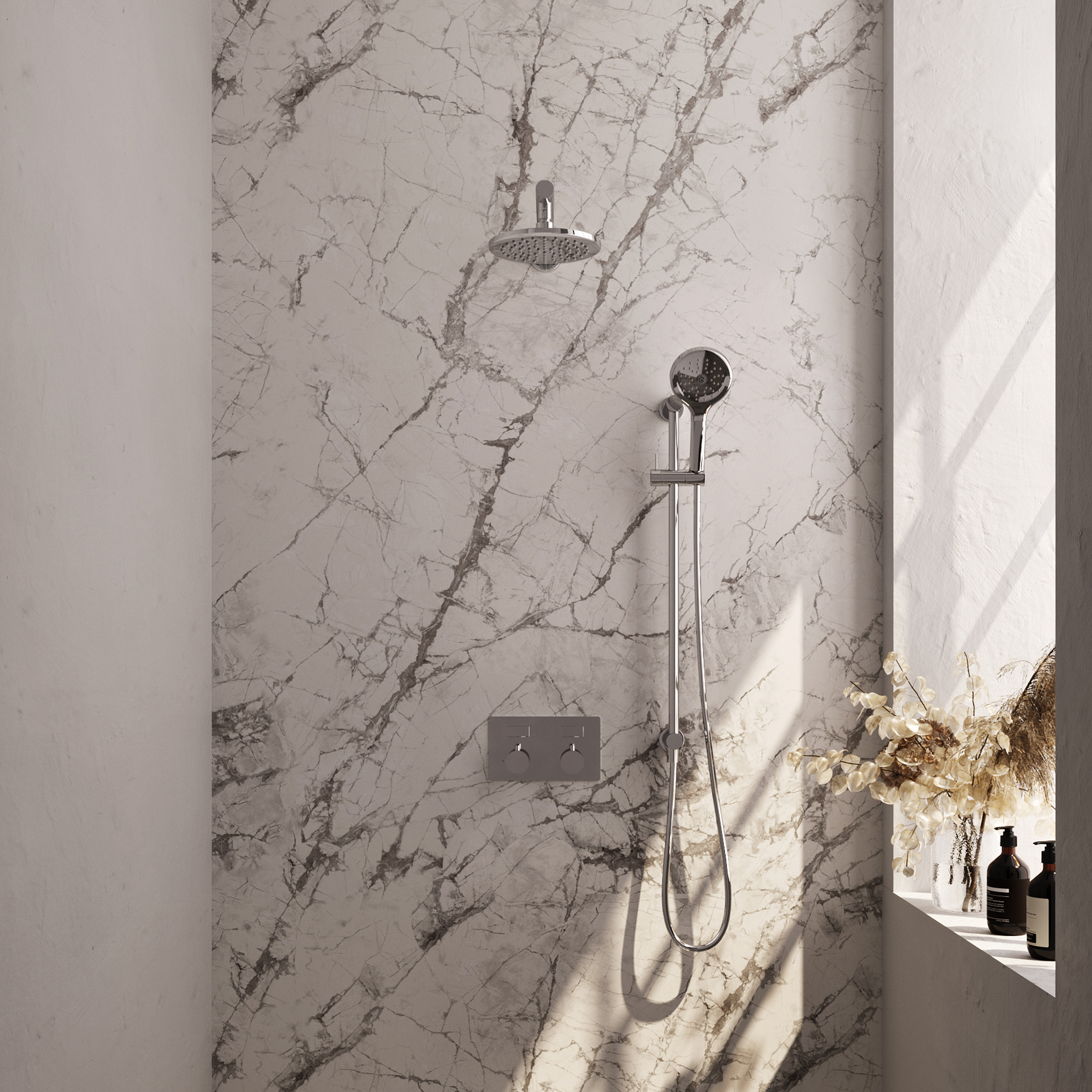 Brauer Chrome Carving thermostatische inbouw regendouche SET 67