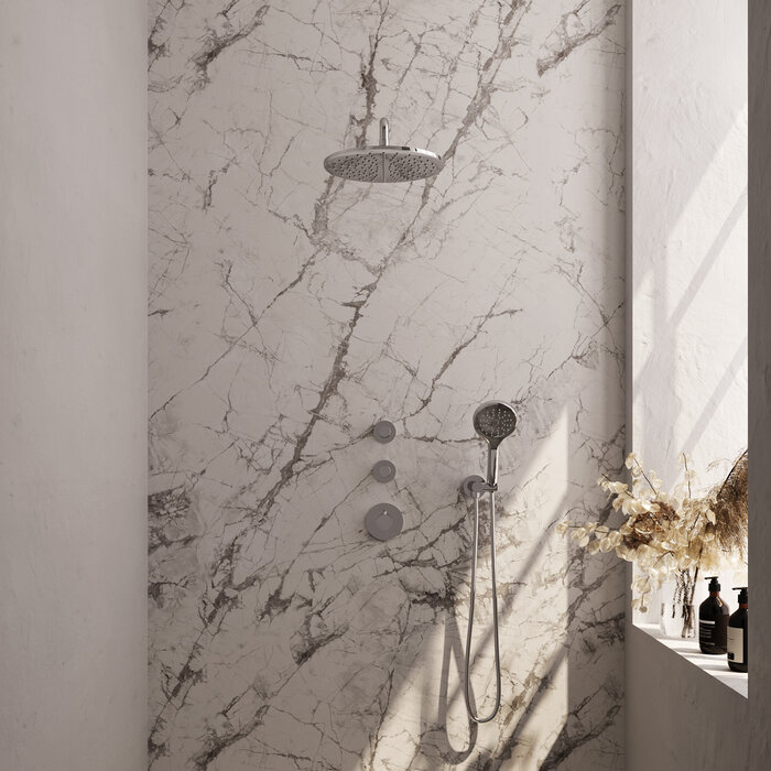 Brauer Chrome Carving thermostatische inbouw regendouche SET 10 met 30 cm douchekop