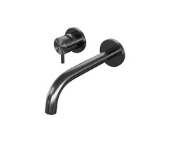 Brauer Gunmetal Edition inbouw wastafelmengkraan met gebogen uitloop en rozetten B2 gunmetal geborsteld PVD