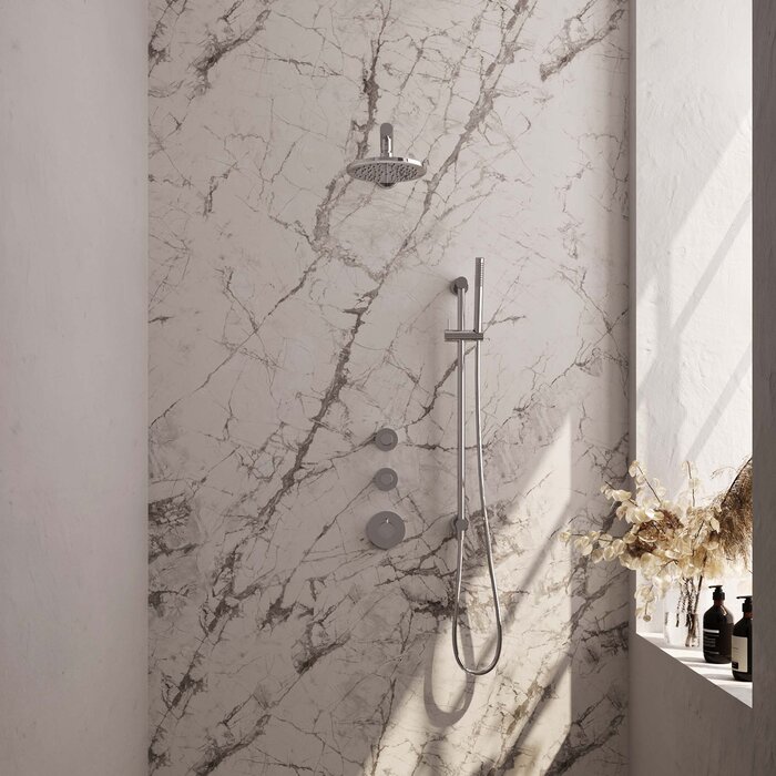 Brauer Chrome Carving thermostatische inbouw regendouche set 13 met 20 cm douchekop en handdouche