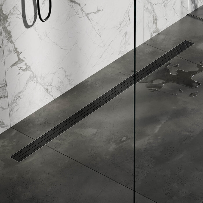 Brauer Douchegoot met standaard rooster en flens 7 x 160 zwart