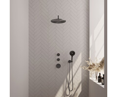Brauer Gunmetal inbouw regendouche set met 30cm douchekop en handdouche