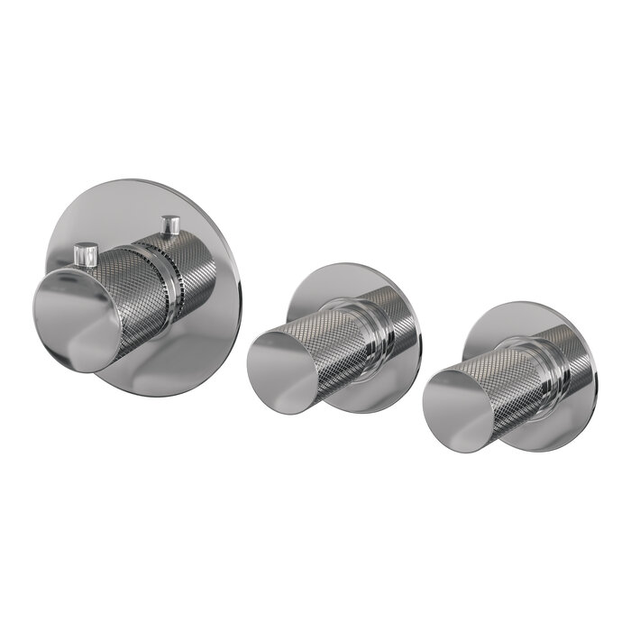 Brauer Chrome Carving inbouwthermostaat met 2 stopkranen - chroom afbouwdelen