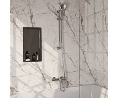 Brauer Chrome Carving opbouw baddouche thermostaatkraan SET 02 met glijstang/handdouche en doucheslang