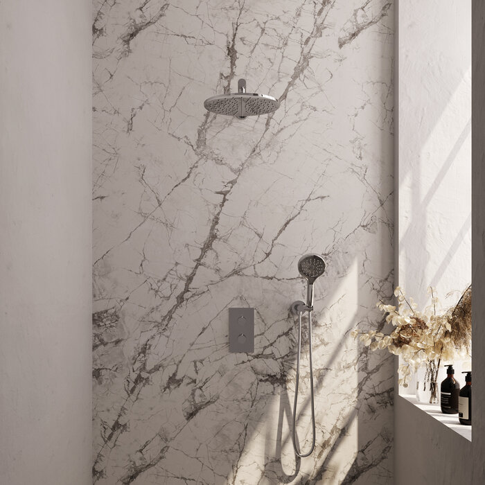 Brauer Chrome Carving thermostatische inbouw regendouche 3-weg SET 32 (30 cm douchekop)