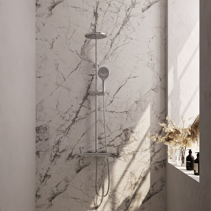 Brauer Chrome Edition thermostatische regendouche SET 02 met 20 cm douchekop en 3-standen handdouche