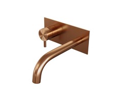 Brauer Copper Edition inbouw wastafelmengkraan met gebogen uitloop en afdekplaat - Model B2 koper geborsteld PVD