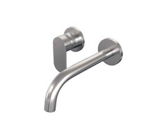 Brauer Inbouw wastafelmengkraan met gebogen uitloop en rozetten RVS geborsteld PVD