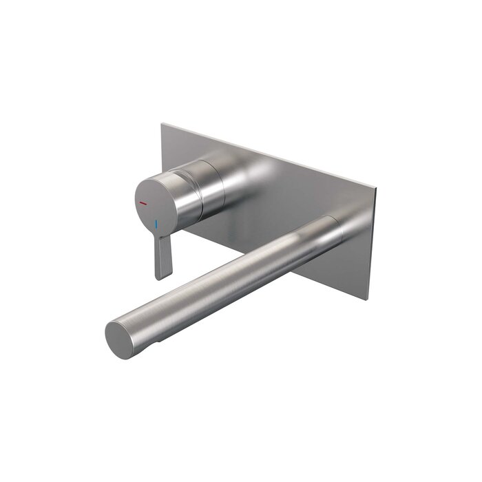 Brauer Inbouw wastafelmengkraan met rechte uitloop en afdekplaat E2 RVS geborsteld PVD