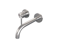 Brauer Brushed Carving inbouw wastafelmengkraan met gebogen uitloop en rozetten - model A2 RVS geborsteld PVD