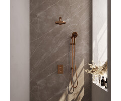 Brauer Koperen thermostatische inbouw regendouche set met omstelling, 20 cm douchekop, handdouche en glijstang