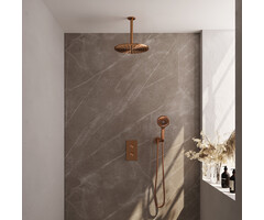 Brauer Koperen thermostatische inbouw regendouche set met 3-weg omstelling en diverse accessoires