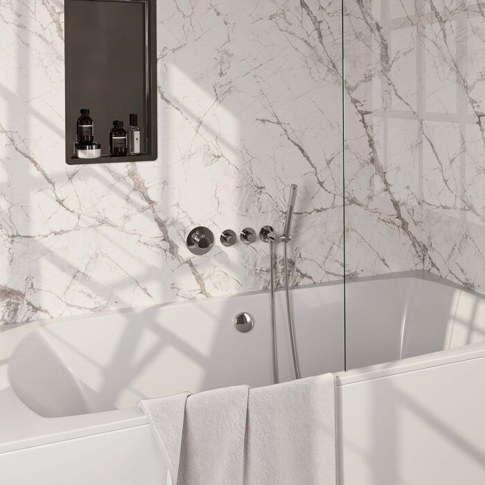 Brauer Chrome Carving thermostatische inbouw badkraan SET 01 met badvulcombinatie en handdouche