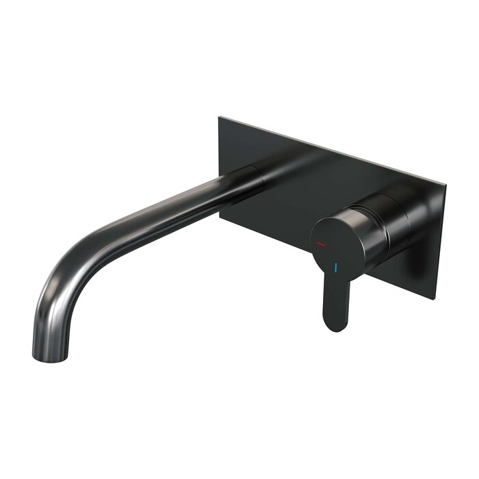 Brauer BRAUER Gunmetal Edition inbouw wastafelmengkraan met gebogen uitloop en afdekplaat model D1 gunmetal geborsteld PVD