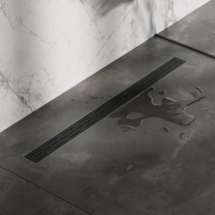 Brauer Douchegoot met standaard rooster en flens 7 x 100 zwart