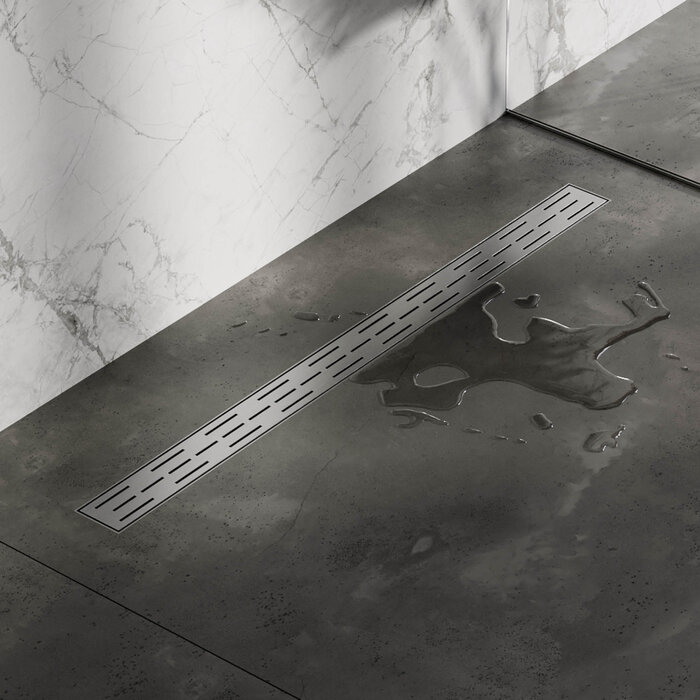 Brauer Douchegoot met standaard rooster en flens - RVS geborsteld 7 x 100