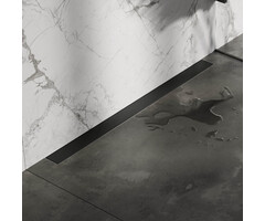 Brauer Douchegoot met multifunctioneel rooster en flens, 7 x 90 mat zwart, voor wandmontage