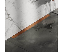 Brauer Multifunctionele koperen douchegoot met wandmontage 7 x 90 geborsteld PVD