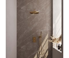 Brauer Inbouw Regendouche 3-weg SET 28 met 30 cm Douchekop en Handdouche - Goud Geborsteld PVD