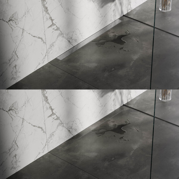 Brauer Douchegoot met multifunctioneel rooster, flens voor wandmontage - 7x100 RVS geborsteld