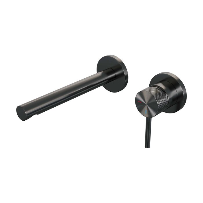 Brauer BRAUER Gunmetal Carving inbouw wastafelmengkraan met rechte uitloop en rozetten model A1 gunmetal geborsteld PVD