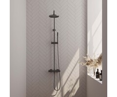 Brauer BRAUER Gunmetal Edition opbouw thermostatische regendouche SET 01 met 20 cm douchekop en staaf handdouche en doucheslang gunmetal geborsteld PVD