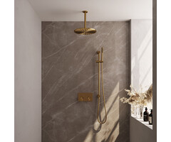 Brauer Gold Edition inbouw regendouche SET met drukknoppen, 30cm douchekop en goud geborsteld PVD.