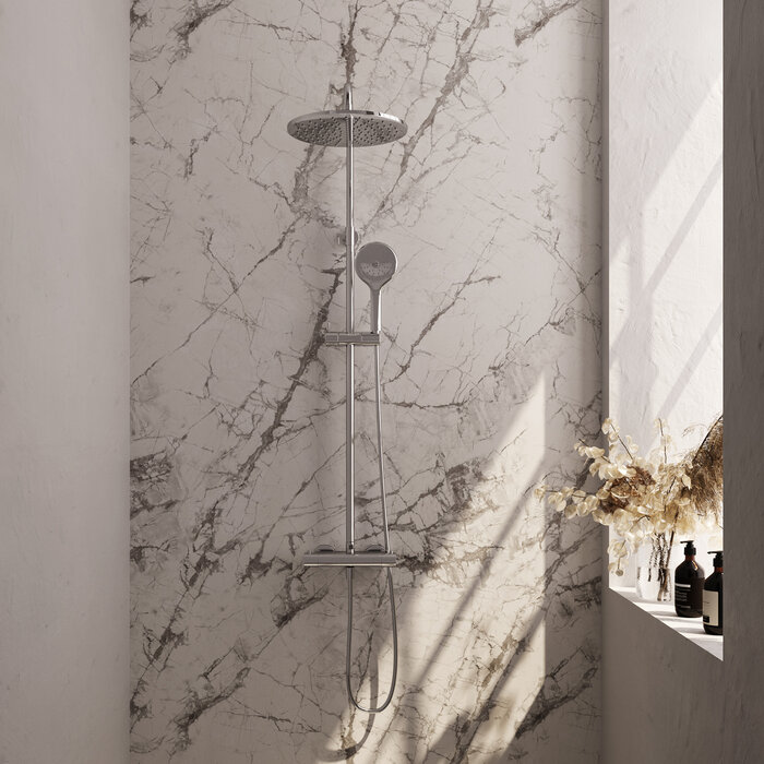 Brauer Chrome opbouw thermostatische regendouche SET 04 - 30 cm douchekop - 3-standen handdouche