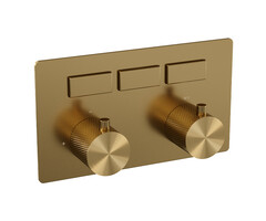 Brauer Goud geborstelde PVD inbouwthermostaat met drukknoppen (3-weg)