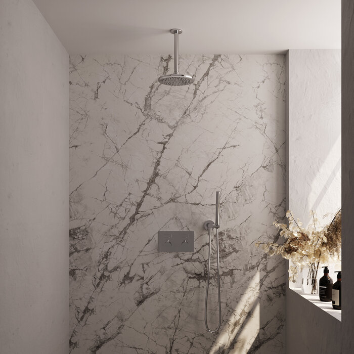 Brauer Chrome Edition thermostatische inbouw regendouche SET 53 - 20 cm douchekop - met handdouche en accessoires